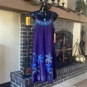Resort wear Purple mid length boho dress. Tank top straps. Rayasun is th…